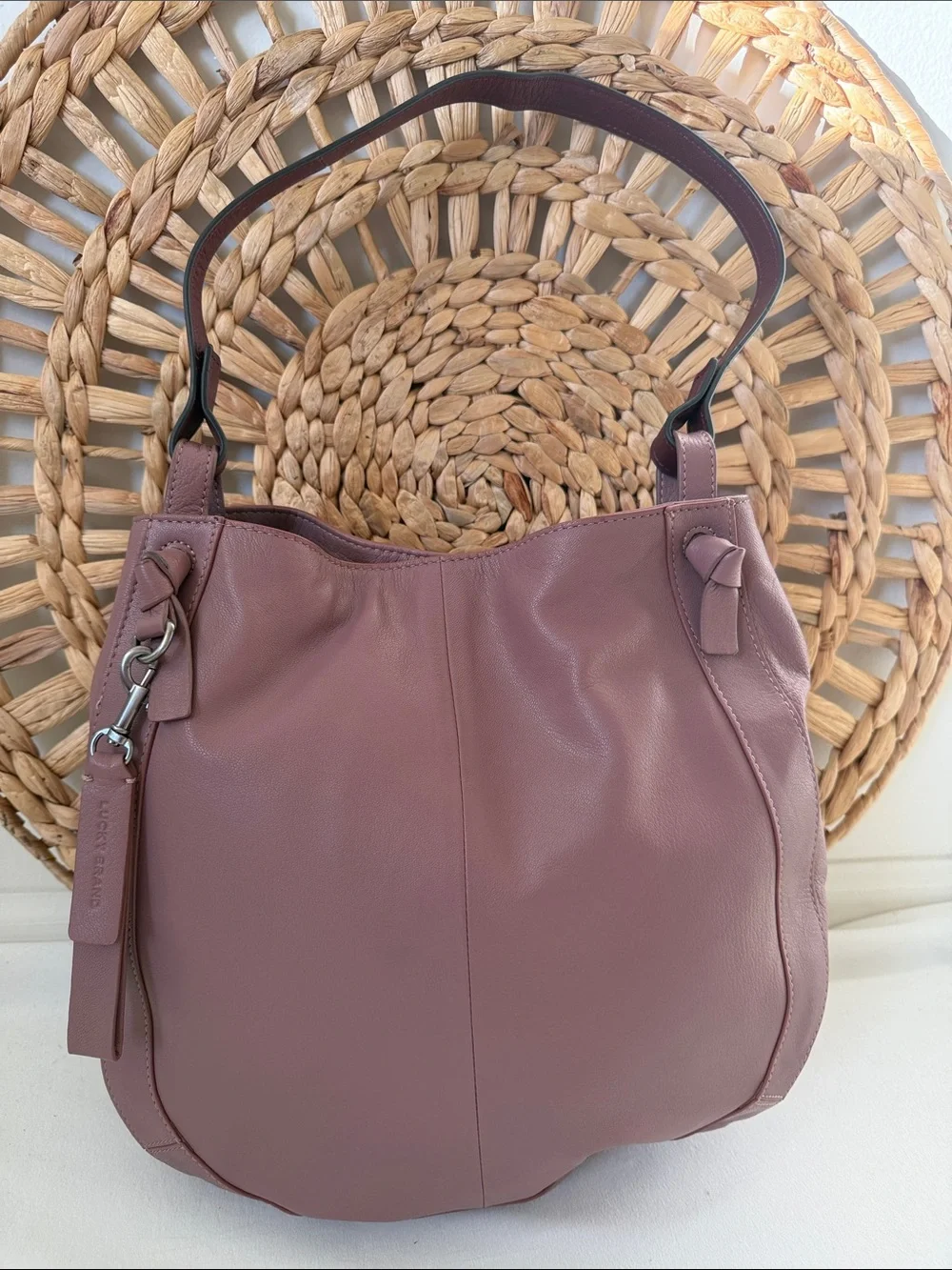 Lucky Brand Gryn Hobo Leather Purse Dusty Rose Mauve